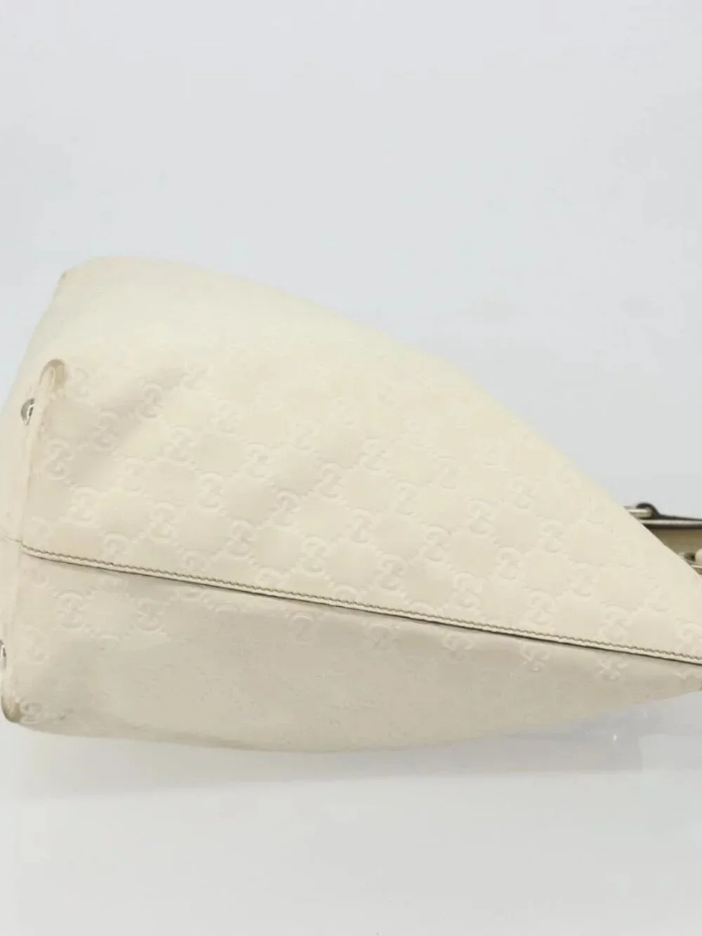 GUCCI GG Canvas Guccissima Hand Bag Leather White Silver 229852 Auth ka4829